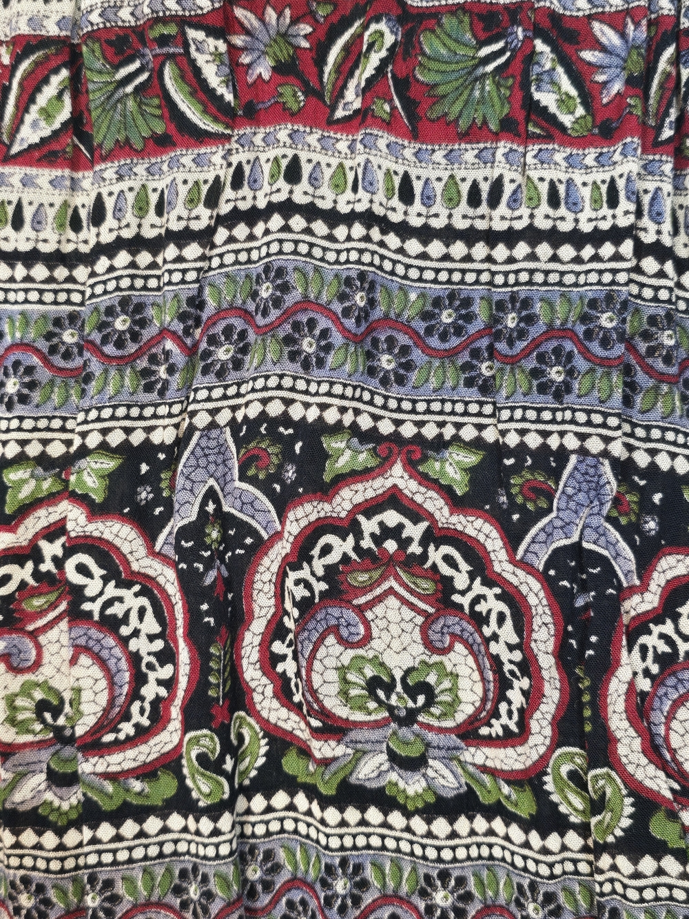 Belma Rayon Boho Tiered Maxi Skirt Paisley Floral Flowy One Size - Picture 7 of 7